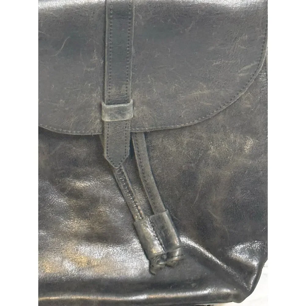 ABLE Abera Convertible Leather Backpack black Distressed Boho